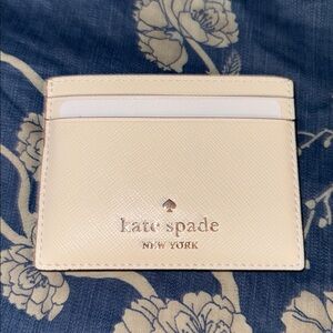 kate spade Cream Leather Card Holder with Gold Logo